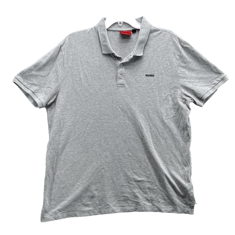 Hugo Boss Polo Shirt Men 2XL Gray Preppy Casual Golf 90's Office Minimal Classic